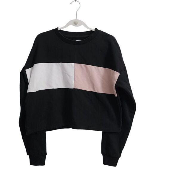 All Fenix Sweater Womens Large Black Colorblock Dropped Shoulder Pullover - Picture 1 of 8